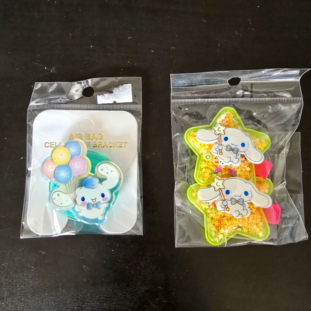 Cinnamonroll Hair Clips & Popgrip For Cellphone